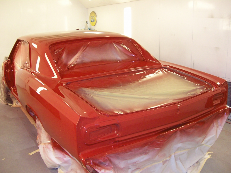 66 Chevelle in paint booth